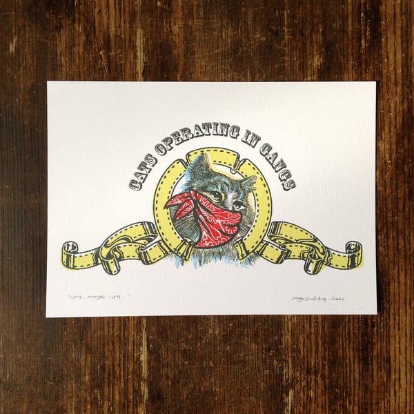 Shaun Keaveny Cart Wall Inspired A4 Unframed Digital Print 'Cats in Gangs'.