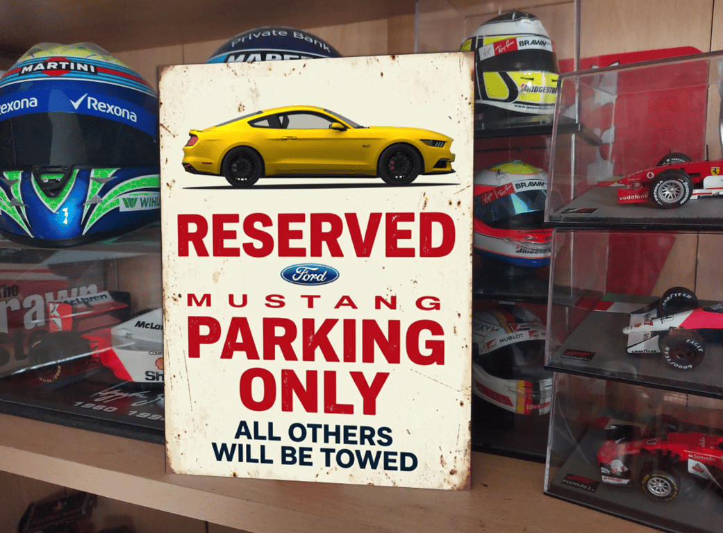Ford Mustang S550 Reserved Parking Metal Sign Plaque Garage Gift Wall Decor 