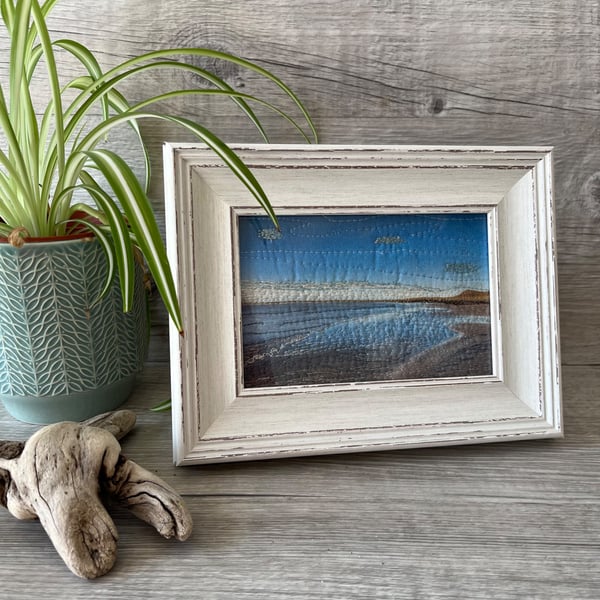 Stitched Scotland Coastal Scene Textile Art 