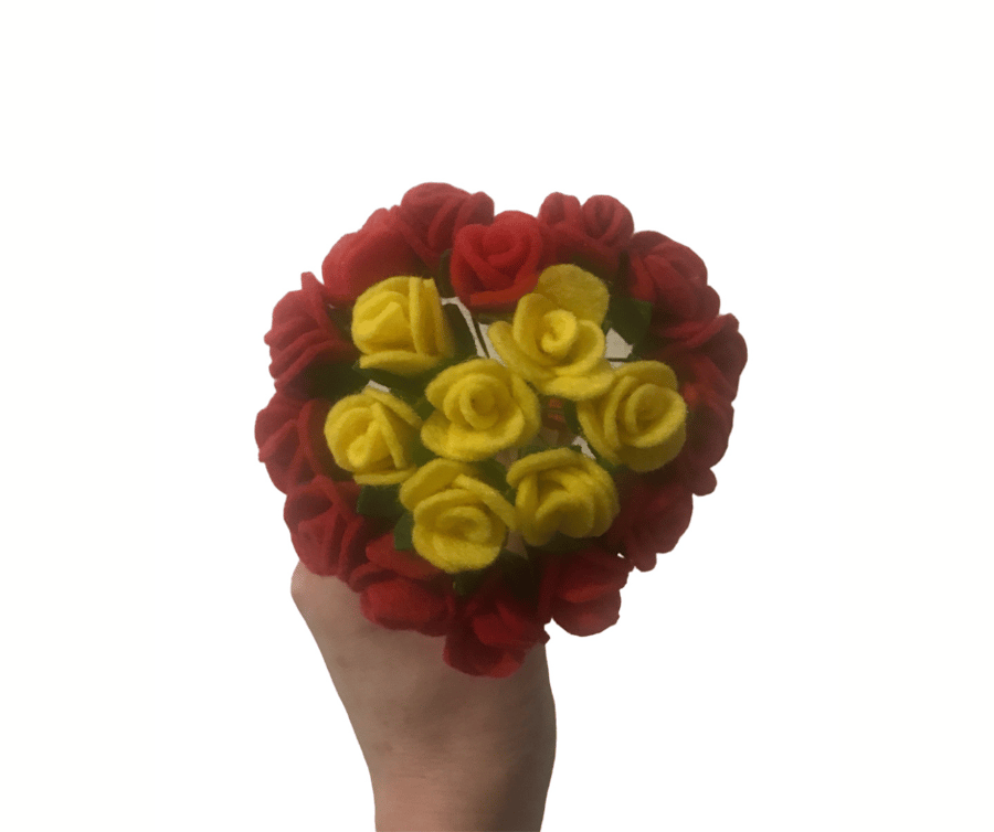 Felt Red and Yellow Roses Bouquet