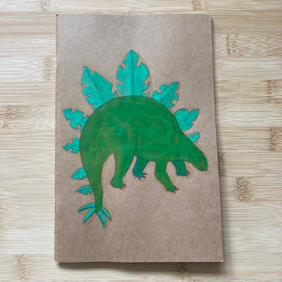 Stegosaurus Monstera, One Of A Kind, Notebook, Sketchbook, Hand Painted 