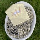 Laura Ashley lemon yellow floral fabric peg bag