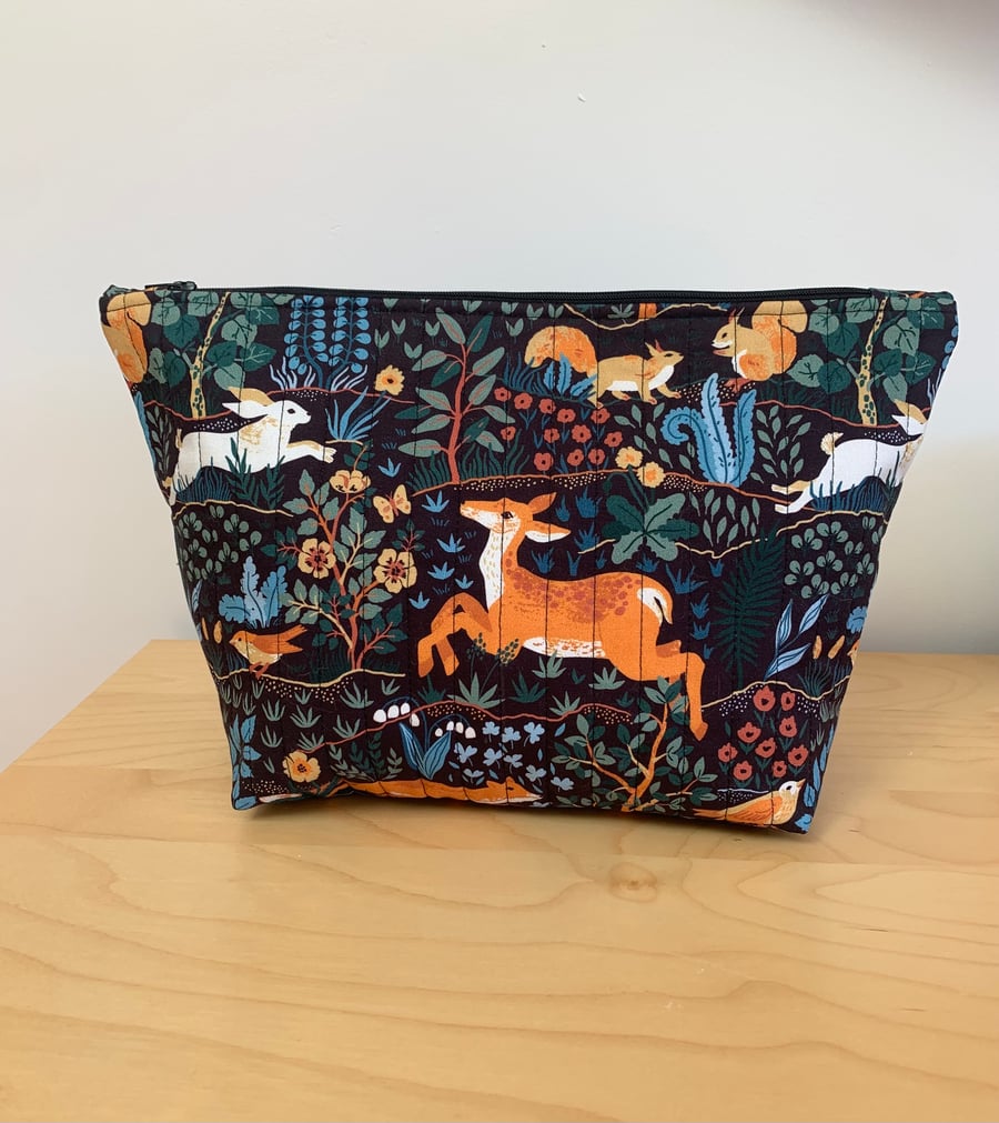 Woodland Animals Fabric Quilted Wash Bag