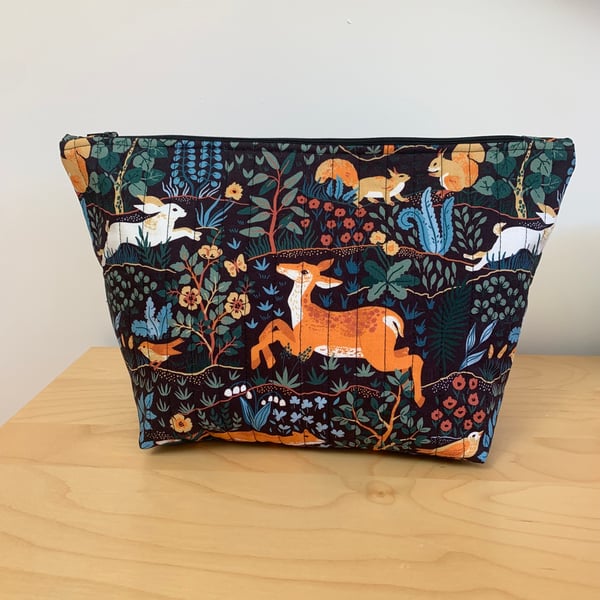 Woodland Animals Fabric Quilted Wash Bag