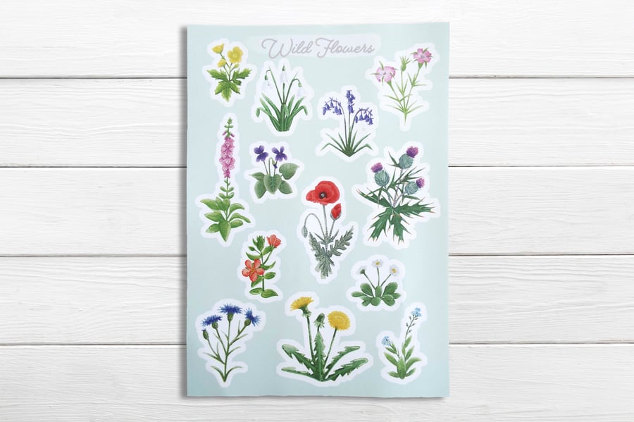 wildflowers A5 sticker sheet