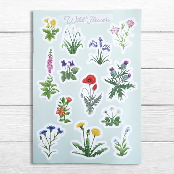 wildflowers A5 sticker sheet