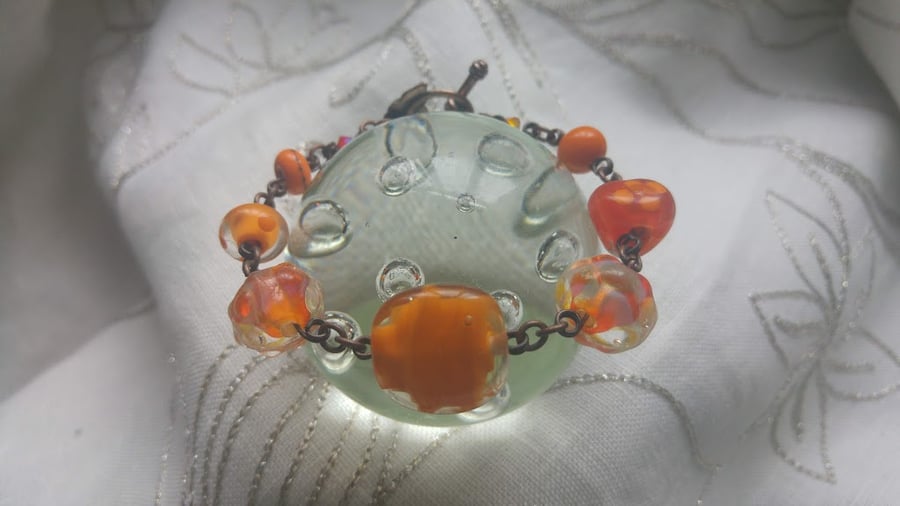 The Orange Variety Lampwork Bead Bracelet