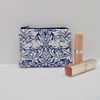 Zipped purse in navy blue and white William Morris fabric