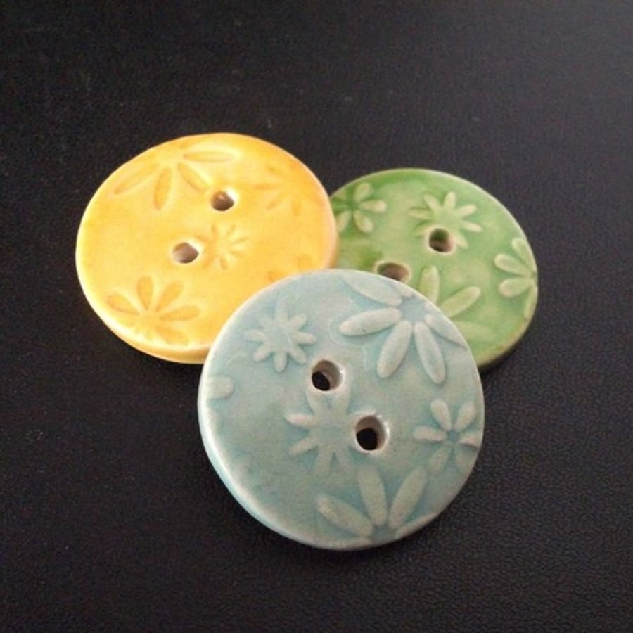 set of three large ceramic buttons