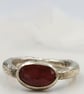 Textured Silver Ring with Faceted Garnet Slice : Size K - Image 3