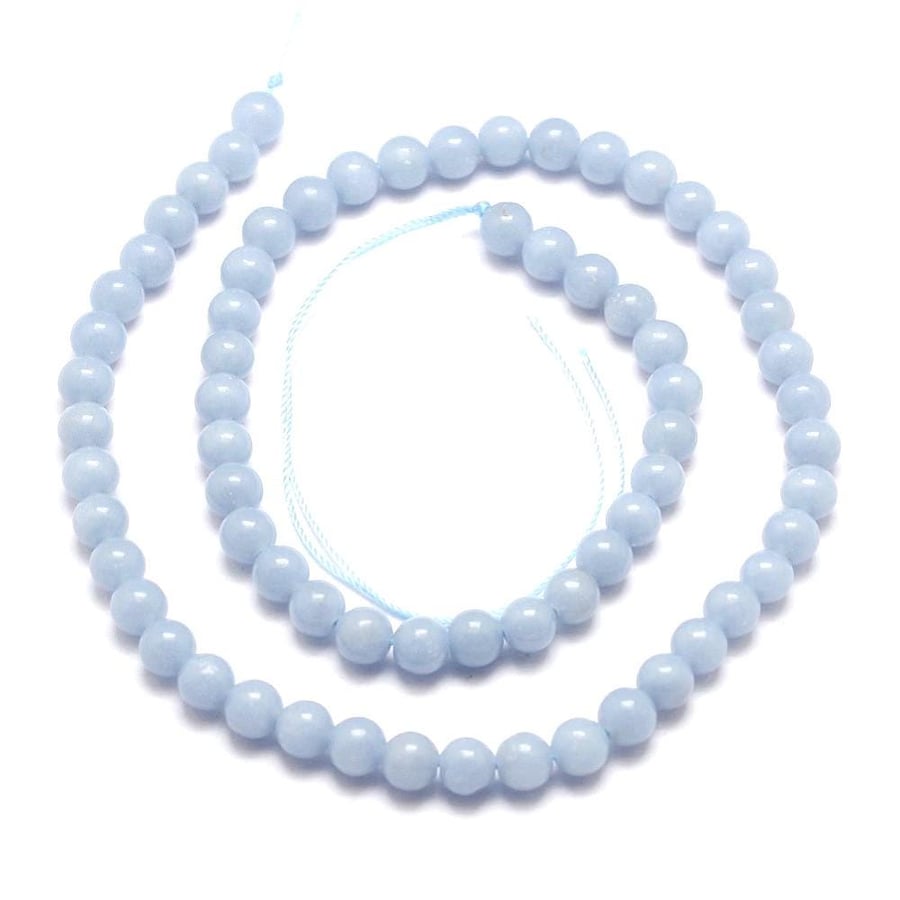 Angelite Blue 6mm Smooth Rounds, Grade A, Natural Authentic Gemstone Beads, 1mm 