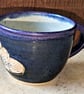 Gorgeous heart decorated blue stoneware mugs with teapot - Image 6