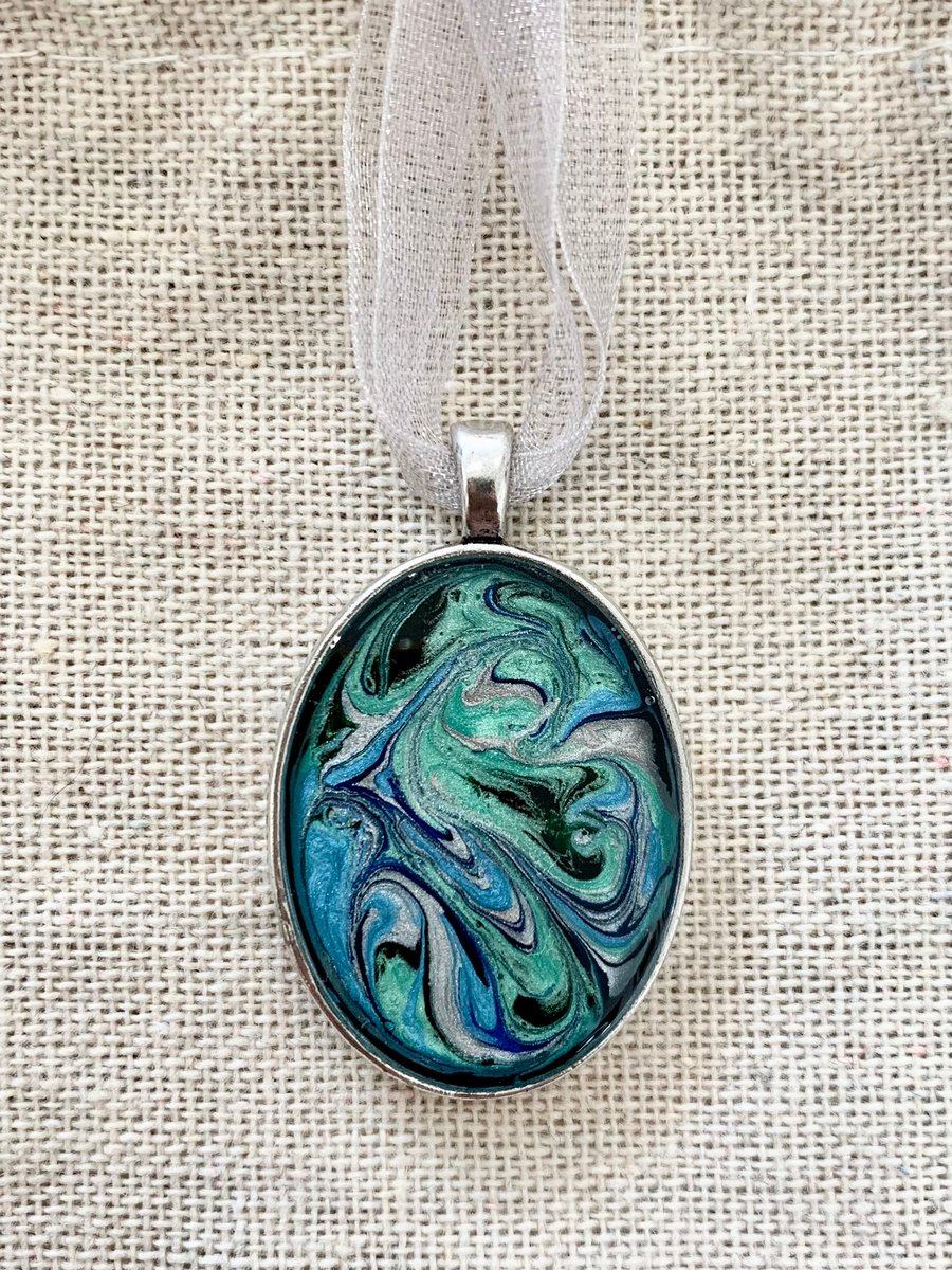 Abstract Swirl Resin Necklace