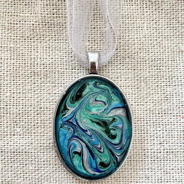 Abstract Swirl Resin Necklace