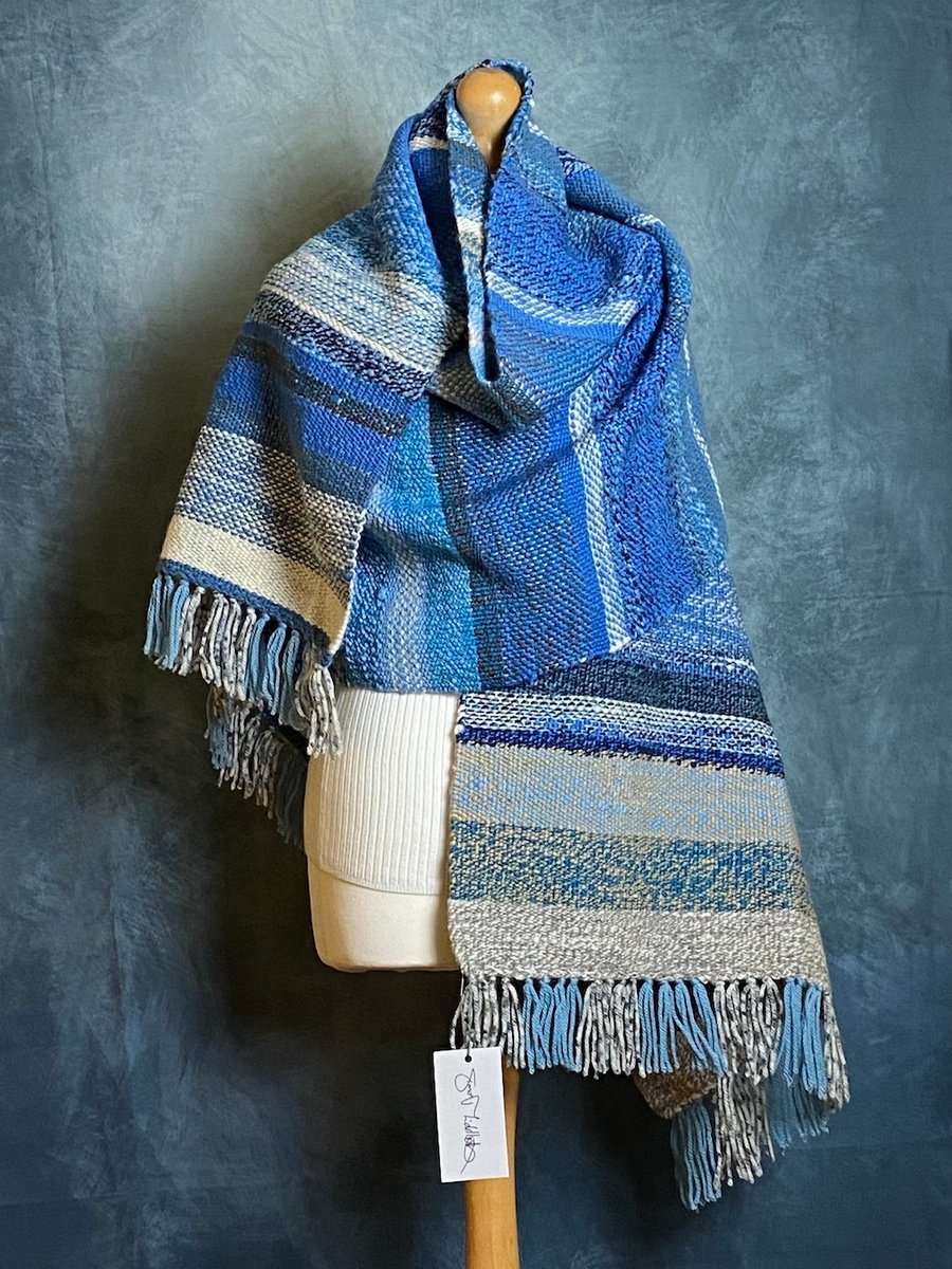 Luxury handwoven throw in handspun wool. This style handmade to order. 