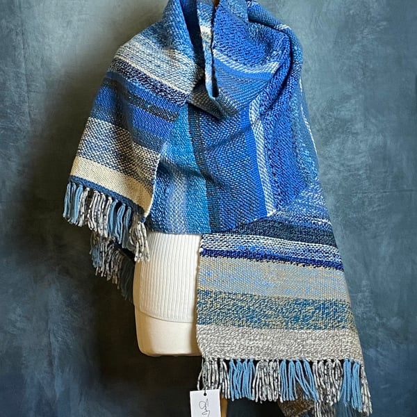 Luxury handwoven throw in handspun wool. This style handmade to order. 