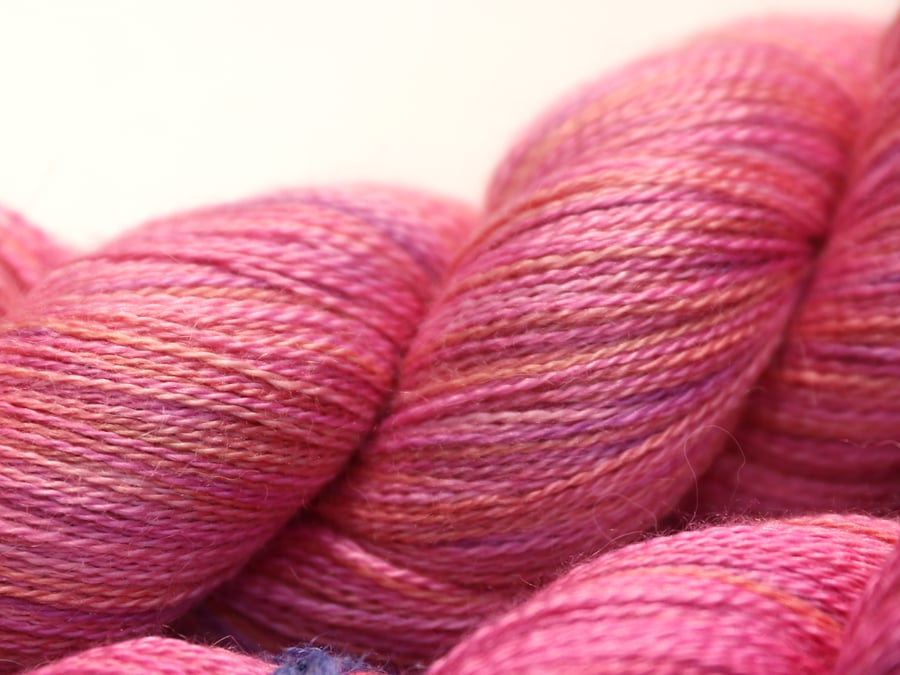 SALE: Peaches and Roses - Silky baby alpaca laceweight yarn