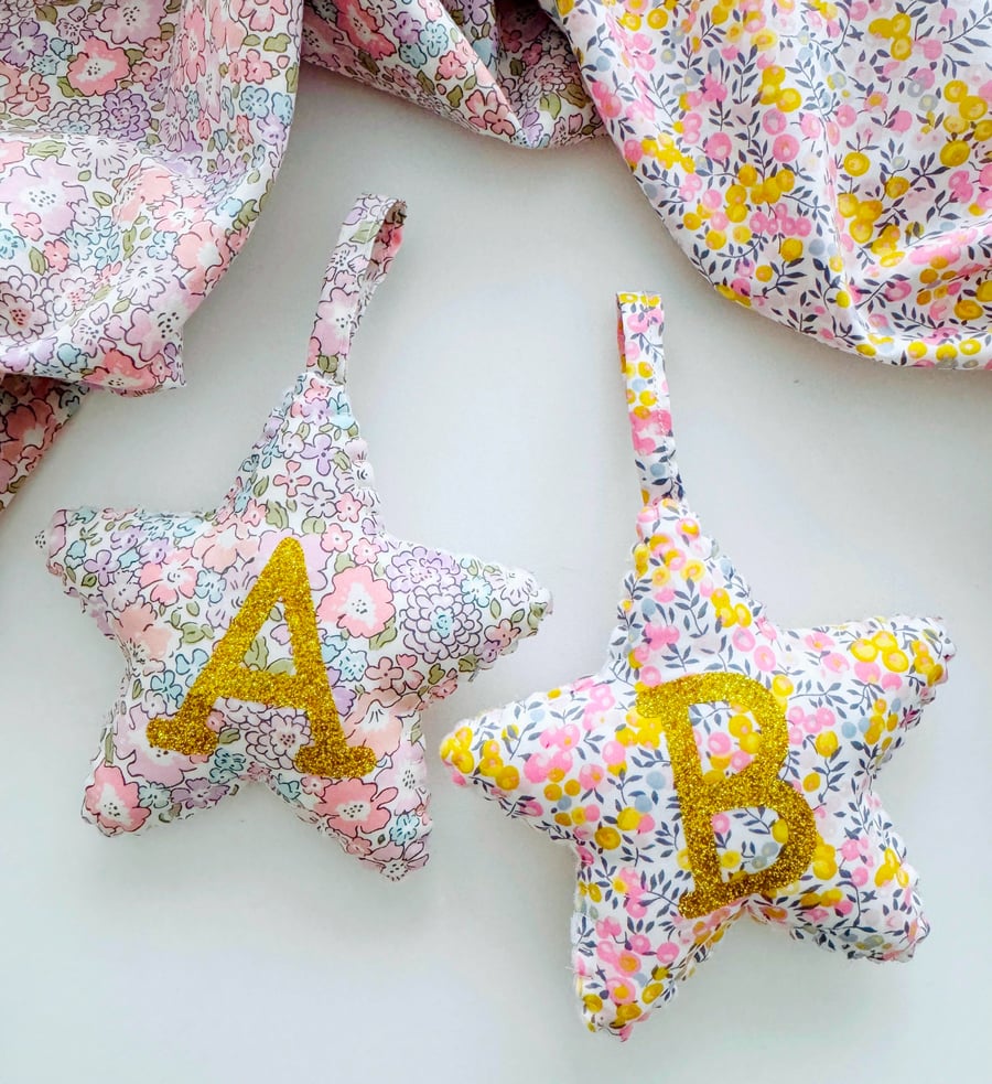 Star decoration. Personalised. Liberty fabric. 