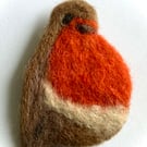 Needlefelted Robin Pin Brooch