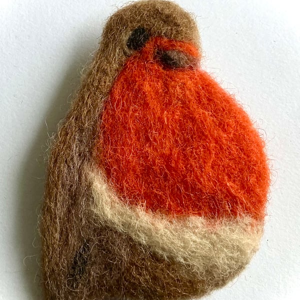 Needlefelted Robin Pin Brooch