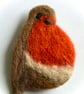 Needlefelted Robin Pin Brooch