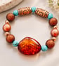 Handmade Turquoise & Rose Gold Chunky Beaded Bracelet – Boho Style