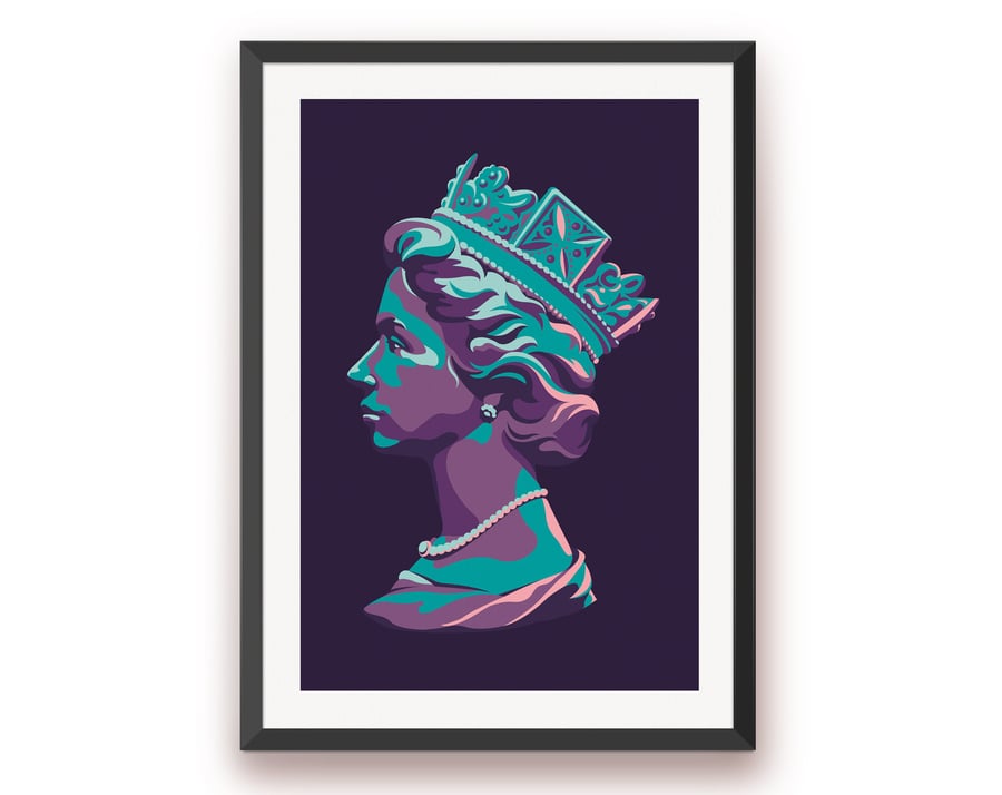 Queen Elizabeth Print, Royals Art, Regal Art, Royal Family Art