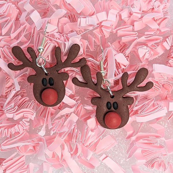 Rudolph Polymer Clay Earrings 