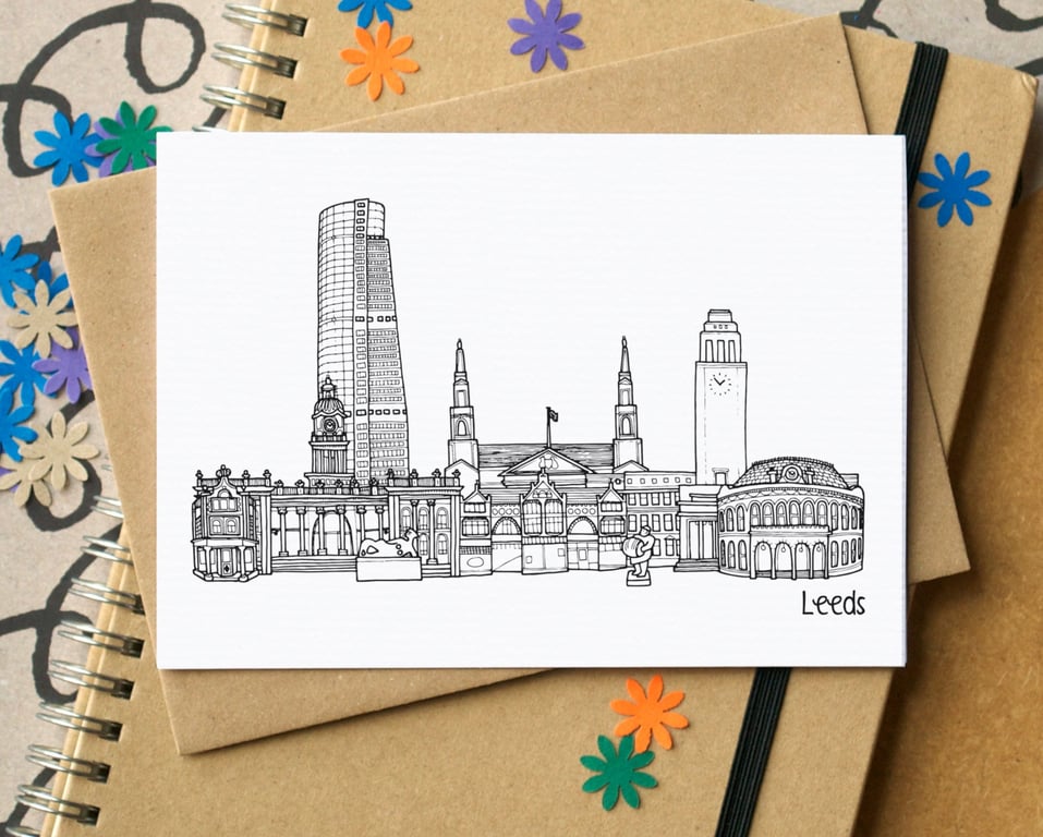 Leeds Skyline Greetings Card