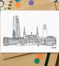 Leeds Skyline Greetings Card - Image 1