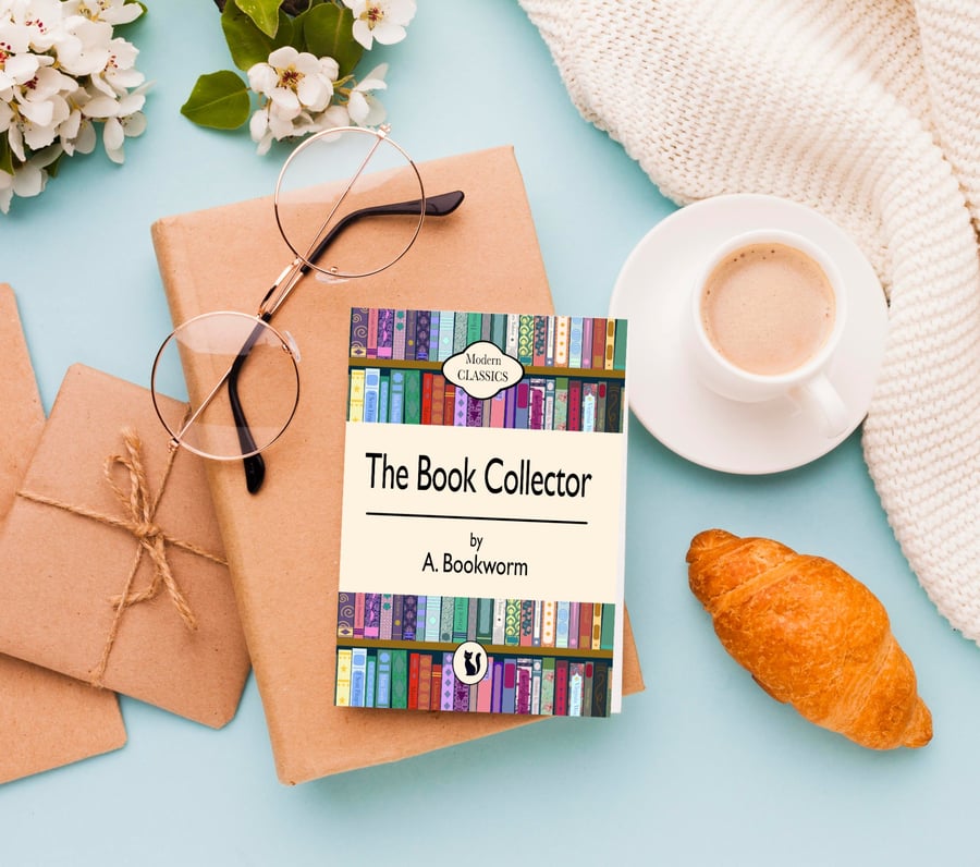 The Book Collector - Vintage Penguin Style Book - A5 Card - Can be personalised