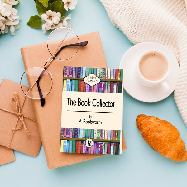 The Book Collector - Vintage Penguin Style Book - A5 Card - Can be personalised