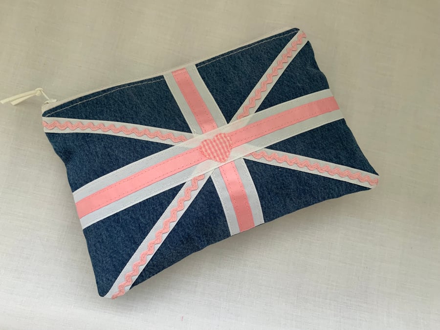 Zipped Purse, Make up Bag, Small Cosmetic Bag, Union Jack Purse