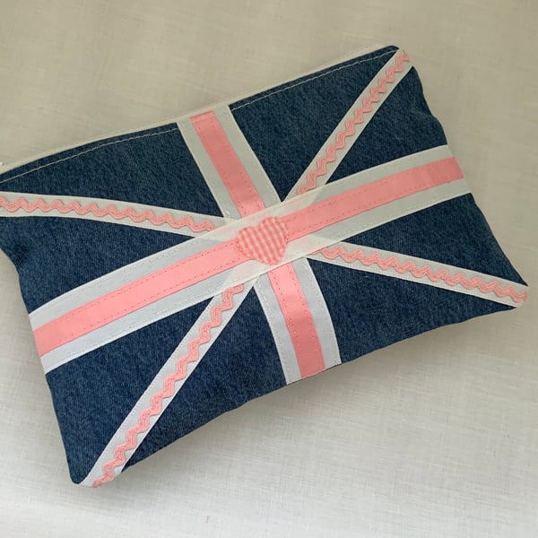 Zipped Purse, Make up Bag, Small Cosmetic Bag, Union Jack Purse
