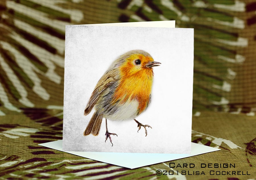 Exclusive Handmade Robin Greetings Card on Archive Photo Paper