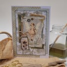Fairy Greeting Card - Mixed Media Vintage Collage Art - Blank Any Occasion Card