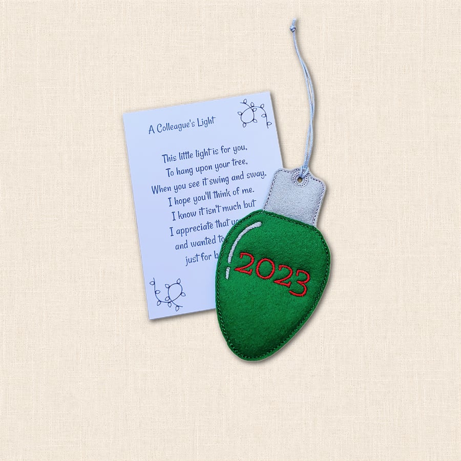 A Colleague's Light Christmas Tree Decoration - Light Bulb Ornament