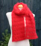 Crochet Broomstick Lace Scarf in Red Mohair - Image 5