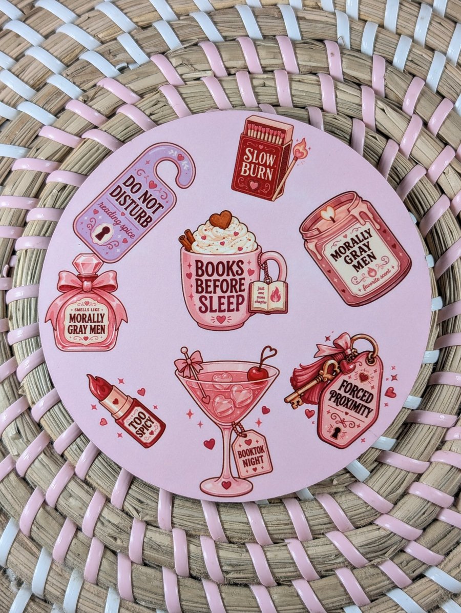Book Lover Coaster – Romance Reader Gift – Spicy Bookworm Drinking Coaster