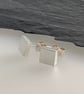Chunky Sterling Silver Square Ear Stud Earrings 6mm - Plain-Smooth - Handmade - Image 2