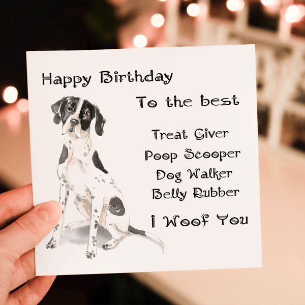 English Pointer Dog Birthday Card, Dog Birthday Card, Personalized Dog Breed