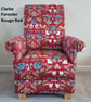 Adult Armchair Clarke Forester Rouge Red Fabric Chair Accent Rabbits Floral Blue - Image 3
