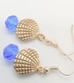 Silver Clam Shell and Blue Crystal Earrings, Gift for Her, Shell Charm Earrings - Image 10