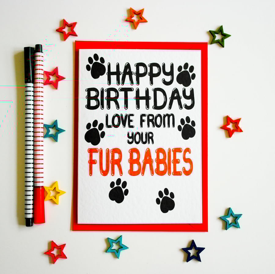 Happy Birthday Love From Your Fur Babies Card, Birthday Card From Pets