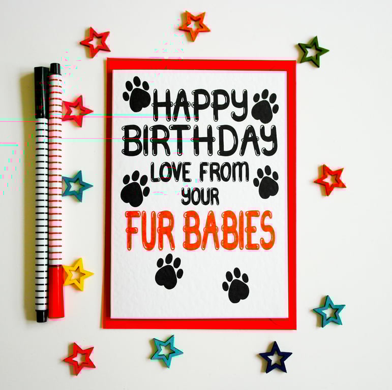 Happy Birthday Love From Your Fur Babies Card, Birthday Card From Pets