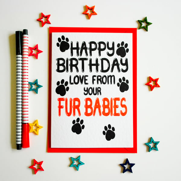 Happy Birthday Love From Your Fur Babies Card, Birthday Card From Pets