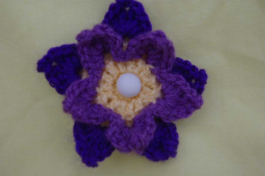 Brooch Purple Crochet