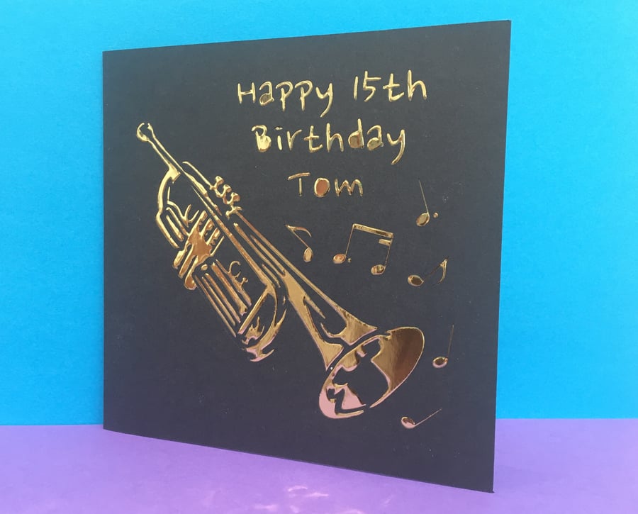 Personalised Trumpet Birthday Card