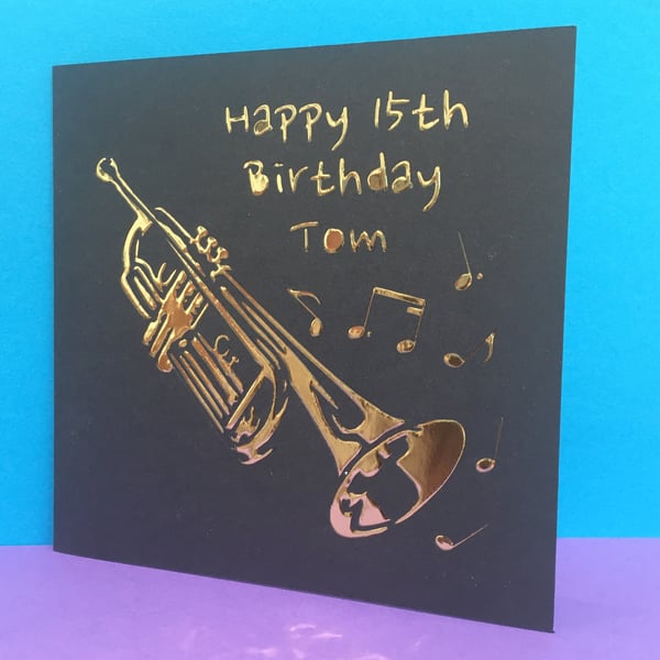 Personalised Trumpet Birthday Card