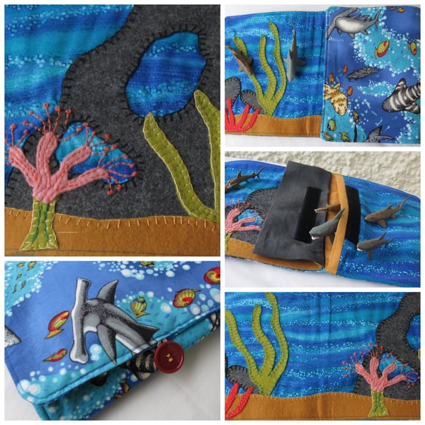 Child Toy Travel Play Mat - Under the Sea Shark Play On The Go Play Scene